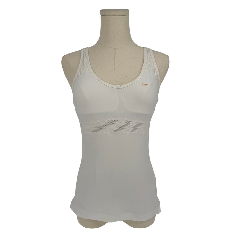 NIKE White Racerback Workout Tank Top with Built in Bra Size XS
